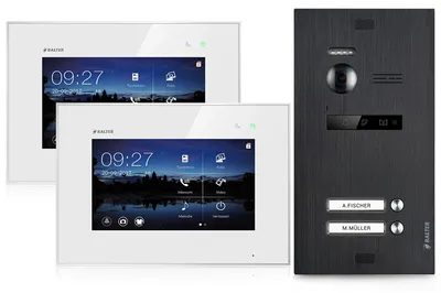 Imagen del producto de Kit de timbre con video y pantalla táctil de 7 pulgadas, y cámara gran angular de 150°, ideal para viviendas bifamiliares