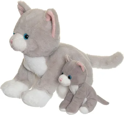 Immagine prodotto di Peluche a forma di gatto con gattino rimovibile, 30 cm