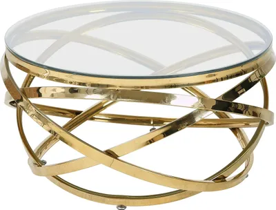 Produktbild von SalesFever Couchtisch Ø 80 cm | Tischplatte Sicherheitsglas 8 mm | Gestell rostfreier Edelstahl | B 80 x T 80 x H 42 cm | goldfarben – klar