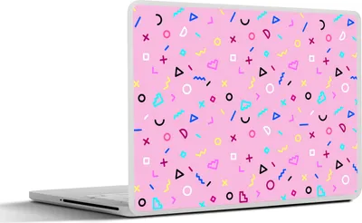 Produktbild von MuchoWow® Laptop Aufkleber Sticker Cover Design - Muster - Rosa - Jahre 80s 30x21 cm - Sticker für Laptop - Selbstklebend