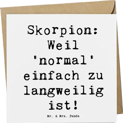 Produktbild von Mr. & Mrs. Panda Klappkarte Spruch Skorpion Unikat - Weiß - Geschenk, Geheimnisvoll, Glückwunschkarte, Horoskop, Geschenke Sternzeichen, Leidenschaft, Astrologie