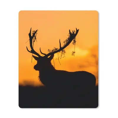 Produktbild von MuchoWow® Mauspad Mousepad Hirsch - Orange - Scherenschnitt - Tiere - Natur 30x40 cm - Mousepads - Maus Mat - Pad - Mausunterlage - Mausmatten