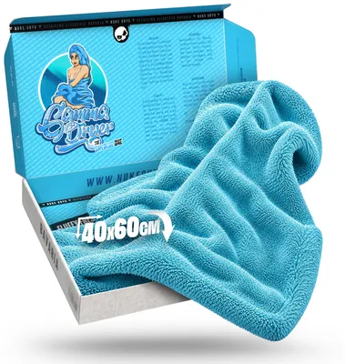 Produktbild von Nuke Guys Gamma Dryer L | Ultra saugstarkes Trockentuch 1400 GSM in Blau 40x60cm | Fusselfrei, abgerundete sanfte Fasern, kratzerfrei, groß | Premium Mikrofasertuch für Auto Motorrad Fahrrad