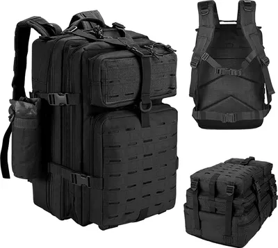 Produktbild von Topchances velký vojenský batoh muži 45L venkovní vodotěsný taktický Molle útok přežití taktický batoh pro kempování Trekking turistika rybaření cestování práce, černá