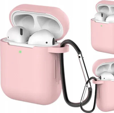 Immagine prodotto di Custodia per Airpods 2 / Airpods 1 Custodia per cuffie in silicone morbido + clip a moschettone rosa (Custodia D)