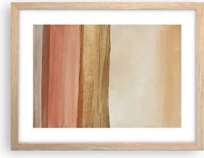 Produktbild von Gerahmtes Poster - Rahmen in heller Eiche - Gold Abstraktion Linien - 40x30 cm - Wand Bild - Wanddeko - Wandbilder - Kunstposter - Wandposter - Bilderrahmen - Bilder - Kunstdruck - P2NAA40x30-4739