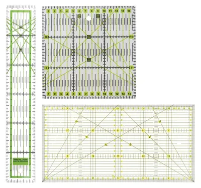 Immagine prodotto di Set di 3 righelli in acrilico per patchwork, ideali per quilting e lavori creativi