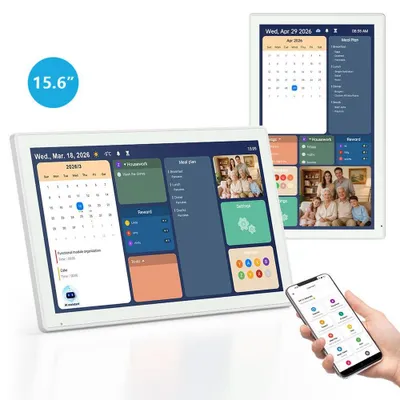 Productafbeelding van ZELURXX KI Slimme Digitale Kalender, 15,6 inch touchscreen – Spraakbesturing, kalendersynchronisatie, taken & beloningen, maaltijdplanner, fotolijst