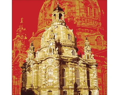 Produktbild von Glasbild Dresden Frauenkirche rot 20x20 cm