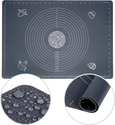 Produktbild von Großes Silikon-Teigbrett, Küchenmatte, Backen, Ausrollen, 64 cm