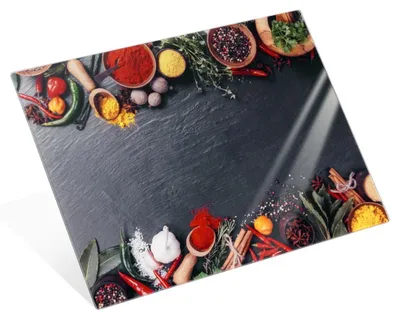 Immagine prodotto di Vilde | Tagliere in vetro - 40x30 cm - Grafite - Motivo spezie