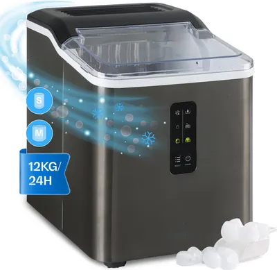 Image de Klarstein Machine a Glacons pour la Maison, Capacité de 1,5L, Fabrique Rapidement Jusqu'à 12kg de Glacons, Machine a Glaces Petits et Grands Glaçons en Forme de Balles, Autonettoyante, Ice Maker