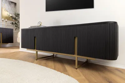 Produktbild von riess-ambiente Massives TV-Board GATSBY 160cm schwarz gold Mangoholz Retro Lowboard