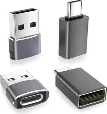 Image de INF Adaptateurs USB-C vers USB 4 pièces: Alliage d'Aluminium, 5Gbps Le noir