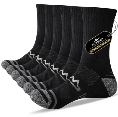 Zdjęcie produktu dla Wandersocken męskie, 3 pary, oddychające, wyściełane, bawełniane, czarne, rozmiar 47-50