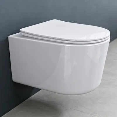 Image de doporro WC suspendu céramique blanc toilette abattant silencieux avec frein de chute Aix306
