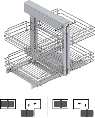 Image de Système d'angle extractible pour meuble de cuisine Suprastar -  acier -  chrome