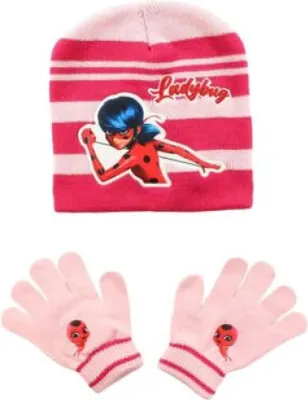 Produktbild von Miraculous Ladybug Kinder Herbst 2tlg Set Wintermütze Handschuhe Gr. 54 – Rosa