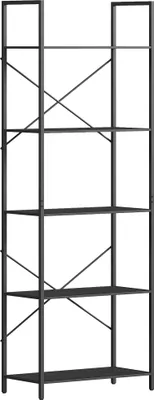 Produktbild von Bücherregal,Standregalmit5Ebenen,IndustriellesBüroregalmitMetallrahmen,offenesAufbewahrungsregalfürWohnzimmer,Büro,Arbeitszimmer,60x30x170,5cm,Schwarz