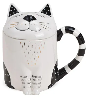 Produktbild von Große Teetasse mit Deckel Katze Meow-Design