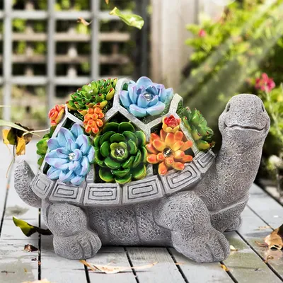Immagine prodotto di Decorazione da giardino a forma di tartaruga - Divertente ornamento per esterni - 1 pezzo