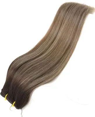Produktbild von Weave Hair Echthaartresse für Haarextensions, Remy Haar, Farbe ombré balayage mittelbraun 4-6-14, Länge (50 cm), ca. (100 g)