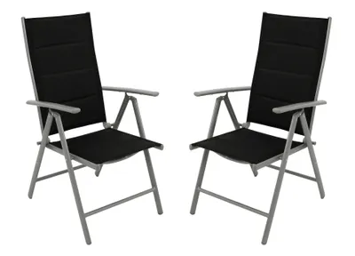 Produktbild von DEGAMO Gartensessel ALMERIA Alu silbergrau + Kunstgewebe schwarz 2 St. klappbar