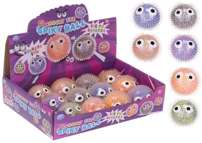 Produktbild von 1 x Glubschaugen-Squeeze-Stachelball 66 mm, 1 aus 6 Varianten, Quetschball, Googly Eyed Spiky Ball