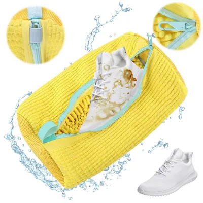 Produktbild von Schuhwaschbeutel für Waschmaschine, Chenille, Gelb, 1 Stück