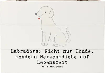 Produktbild von Mr. & Mrs. Panda Box Labrador Herzensdiebe 22 x 15 cm - Weiß - Geschenk, Holzbox mit Deckel, Hunderassen, Erinnerungskiste, energiegeladener Hund, schatztruhe, Vielfalt