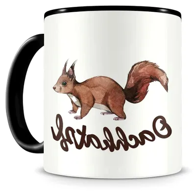 Produktbild von Eichhörnchen Tasse mit Spruch Geschenk für Eichhörnchen Fans Kaffeetasse groß Lustige Tassen zum Geburtstag schwarz Keramik 300ml