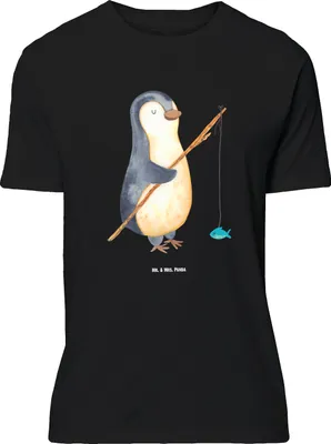 Produktbild von Mr. & Mrs. Panda Größe L T-Shirt Pinguin Angler - Schwarz - Geschenk, mit Spruch, Angelurlaub, Geschenkidee, Shirt, Tshirt, Angel, Urlaub, Wochenende