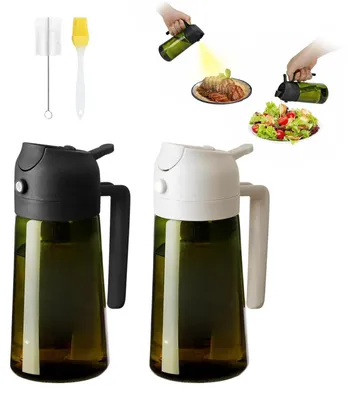 Obrázek produktu pro Olejová rozprašovač sprej na olej - Skleněný - 470 ml - 2 ks - Černá a bílá