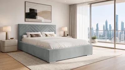 Produktbild von Aura Polsterbett 180x200 cm - Bett mit Bettkasten & Lattenrost, Veloursstoff Hellgrau