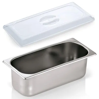 Produktbild von 4x Eisbehälter + Deckel 36 x 16,5 x 12 cm Chromnickelstahl, Polycarbonat