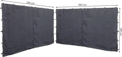 Obrázok produktu pre Bočné steny na altánok so zipsom 3x4 m, antracitová RAL 7012, polyester, pre oslavy
