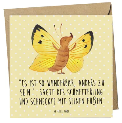 Produktbild von Mr. & Mrs. Panda Grußkarte Schmetterling Zitronenfalter - Gelb Pastell - Geschenk, Lustige Sprüche, Außergewöhnlich, Anders, doppelkarte, anlasskarte, Glückwunschkarte