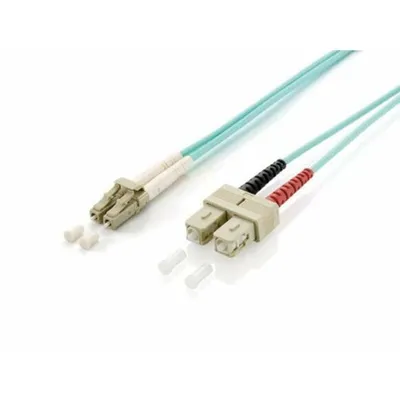 Produktbild von Equip Patchkabel LC->SC  5.00m Multimode  Duplex OM3  türkis Polybeutel