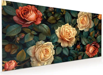 Produktbild von Küchenrückwand Spritzschutz Glas mit Motiv Rosenmuster Blumen 40 x 40 cm