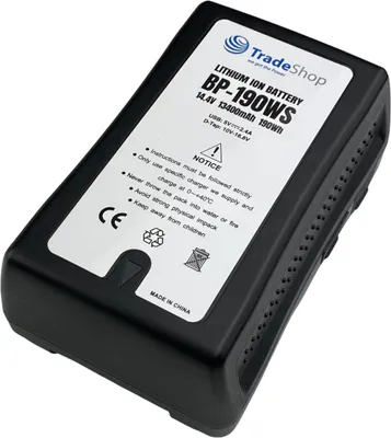 Produktbild von Trade-Shop Li-Ion Akku V-Mount 14,4V 13400mAh 190Wh mit D-Tap USB Ausgang für Sony PVM-6041QM PVM-8040 PVM-8042Q PVM-8045Q PVM-9040ME