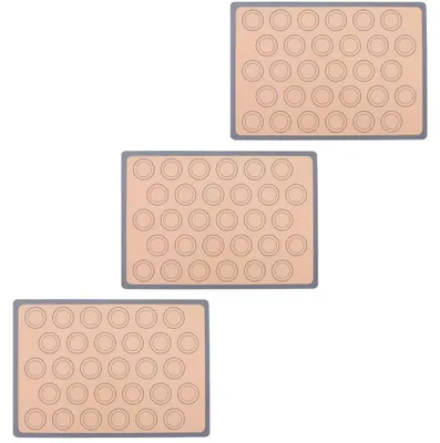 Image de 3 tapis de cuisson en silicone pour macarons et biscuits, dimensions 42 x 29,5 cm
