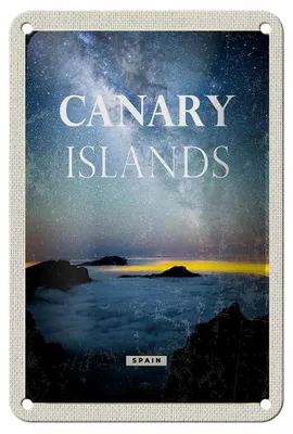 Produktbild von Blechschild Reise 12x18cm Canary Islands Spain Nacht Sterne Dekoration