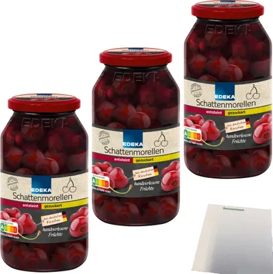 Produktbild von Edeka Schattenmorellen entsteint gezuckert 3er Pack (3x680g Glas) + usy Block