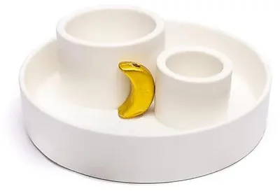 Immagine prodotto di Bruciatore Di Incenso E Smudge In Vetroceramica Palo Santo Bianco Luna - 11,5x5 Cm