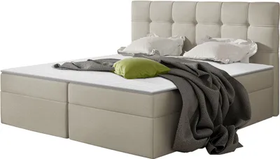 Produktbild von MIRJAN24 Boxspringbett Nele, Ehebett mit zwei Bettkästen, Doppelbett mit Topper (Farbe: Paros 02, Größe: 160x200 cm)