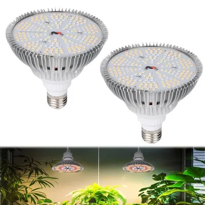 Immagine prodotto di 2 pezzi 26W LED pianta lampada spettro completo E27, crescere lampadina 200LEDs (bianco, rosso, UV, IR) Par38, crescere luce per le piante d'appartamento serra