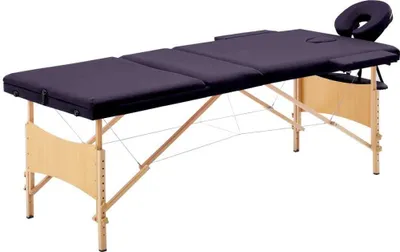Obrázok produktu pre Skladací masážny stôl, 3 zóny, drevo, fialový