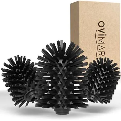 Produktbild von ovimar Ersatzbürstenkopf Vejro für Klobürste | praktisches 3er-Set | schwarz | Silikon Ersatzbürstenkopf | für Toilettenbürste mit wechselbarem Bürstenkopf