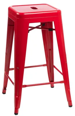 Zdjęcie produktu dla Hoker stołek krzesło barowe 75 cm metalowy czerwony do kuchni