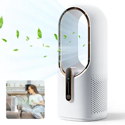 Produktbild von Tischventilatoren, Flügelloser Tischventilator, kleiner wiederaufladbarer Ventilator, leiser Büroventilator, 3 Geschwindigkeiten, Touch-Steuerung